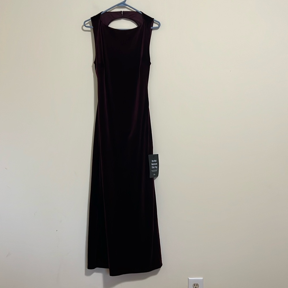 Lulus Florentina burgundy velvet backless bow midi dress women size L new - Picture 11 of 14